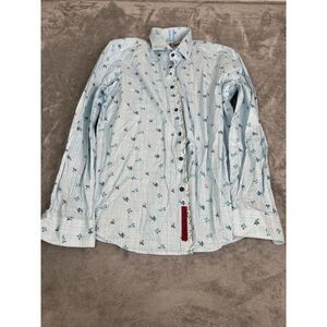 Robert Graham Tailored Fit Long Sleeve Button Down Shirt Men's Size XL Blue